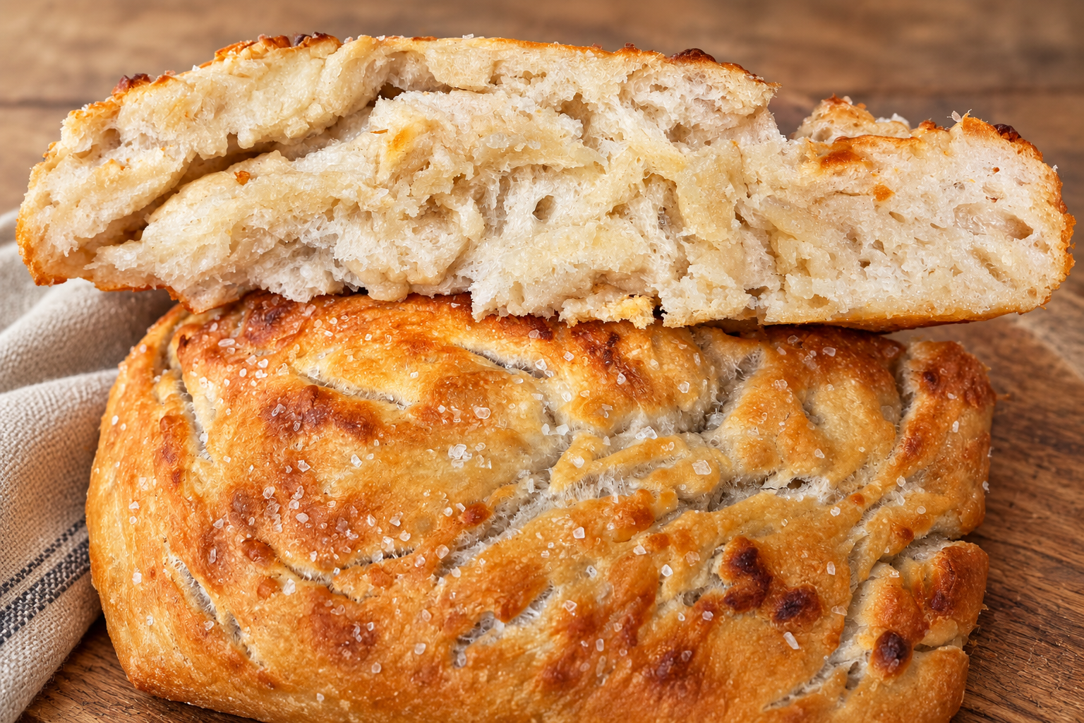 Salt of the Earth focaccia with flaky sea salt and a golden crust